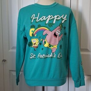 Licensed SpongeBob Squarepants Teal St. Patrick's Day Sweatshirt
